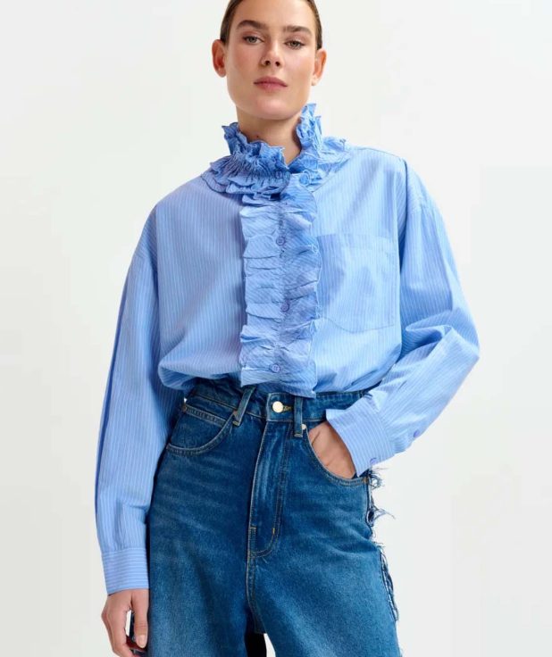 Blouse Ipojuca Stripe Essentiel Antwerp blauw