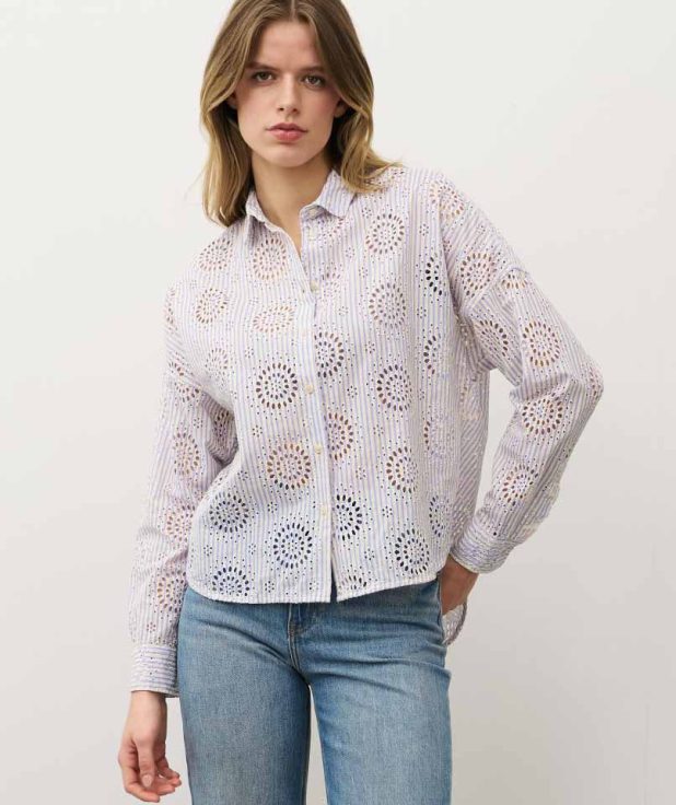 Blouse Lucy Ecru Blauw 0039Italy 2