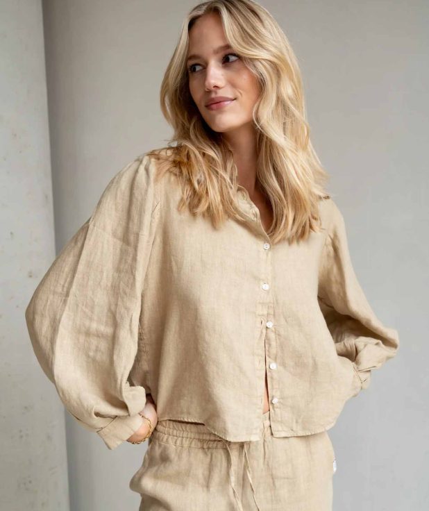 Blouse Safari Penn&Ink beige linnen
