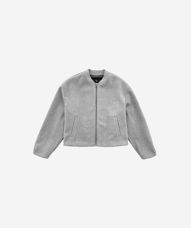 Bomber jacket Briella Grey With Black wool