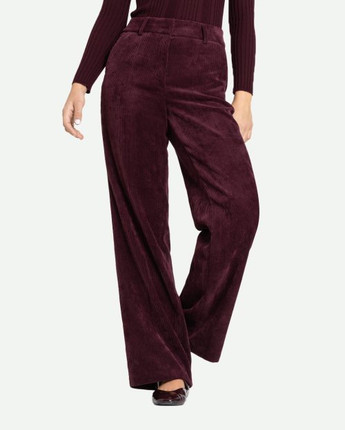 Broek Amelie rib Burgundy Cambio rood