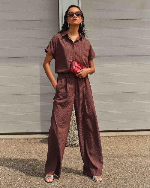 Broek Celin Tan Stripe By Bar bruin