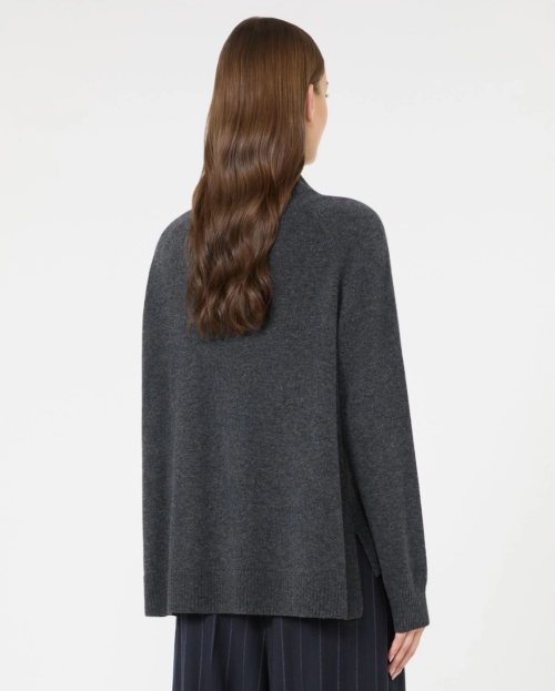 Carded wool and cashmere yarn sweater - Dark grey