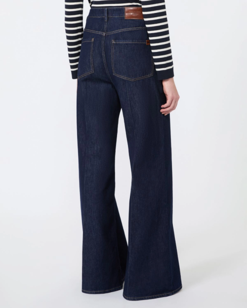 Cotton denim palazzo jeans - Navy
