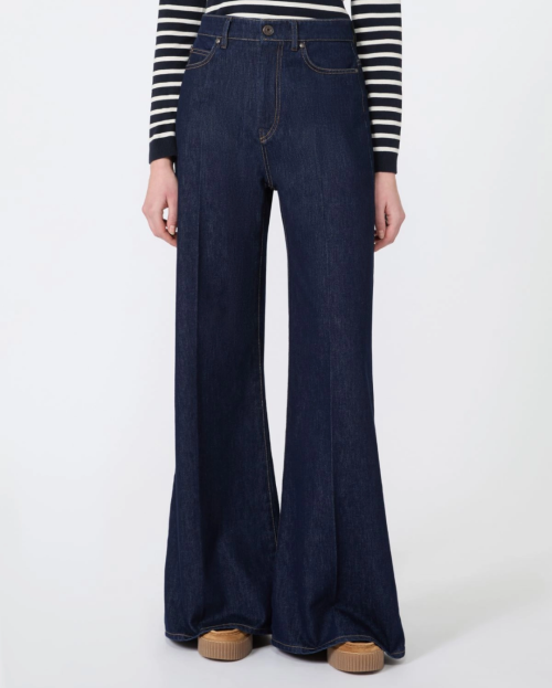 Cotton denim palazzo jeans - Navy