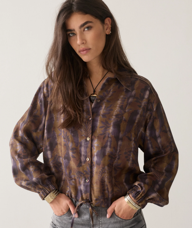 Cropped blouse misty flower bruin summum