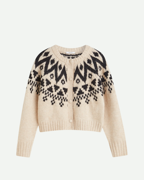 Fair Isle-gebreid vest ecru summum