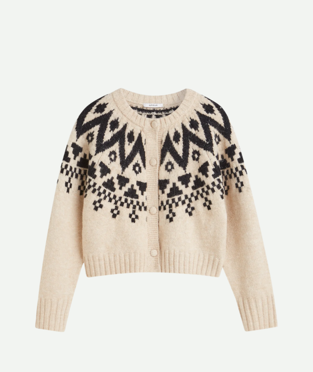 Fair Isle-gebreid vest ecru summum