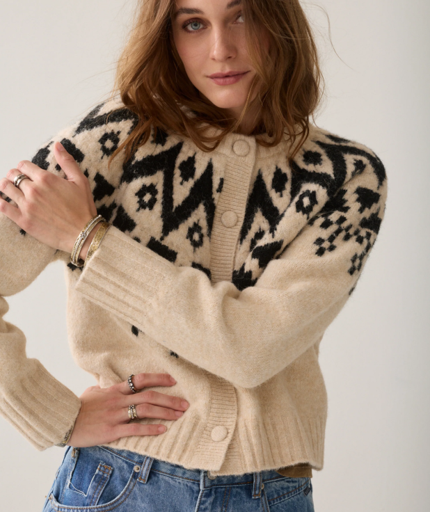 Fair Isle-gebreid vest ecru summum