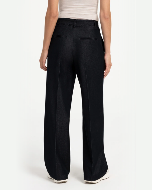 Geweven broek met ceintuur en subtiele glans