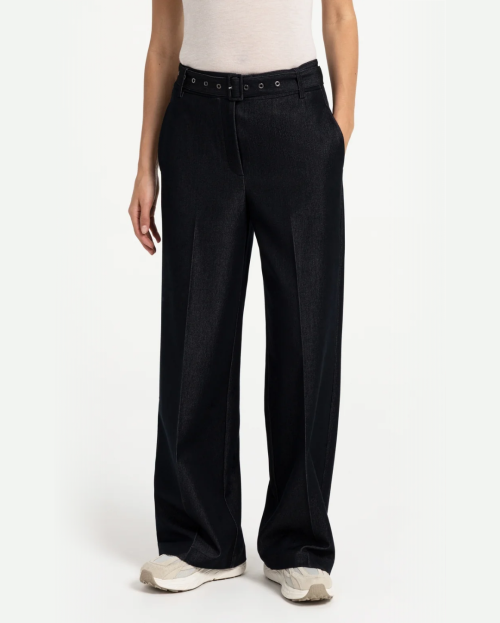 Geweven broek met ceintuur en subtiele glans
