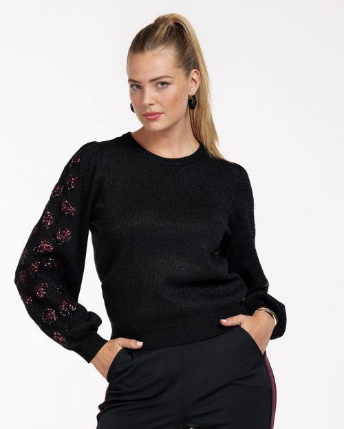 Hilly embroidery pullover Zwart Studio Anneloes