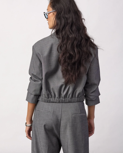 JackyCC Crop Blazer - Mid Grey