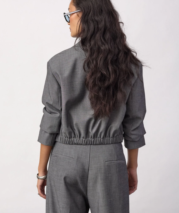 JackyCC Crop Blazer - Mid Grey
