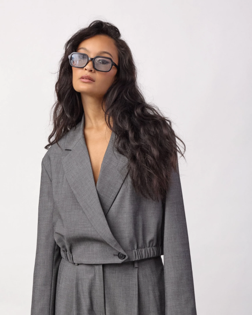 JackyCC Crop Blazer - Mid Grey