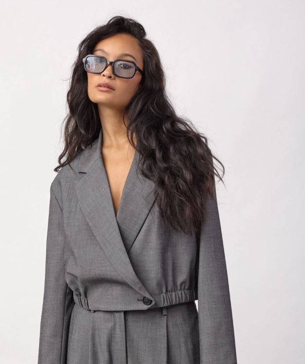 JackyCC Crop Blazer - Mid Grey