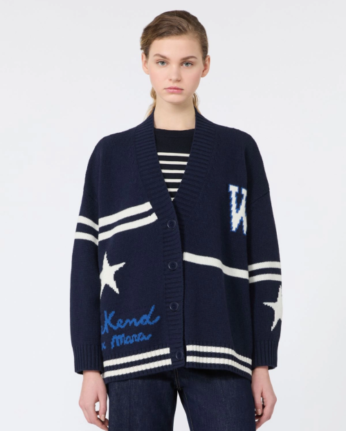 Jacquard wool cardigan - Ultramarine