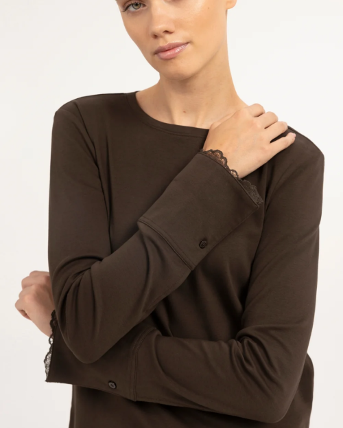 Jersey top met kanten manchetten yaya delicioso