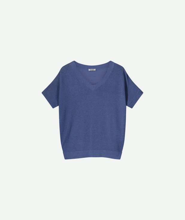 T-shirt Lurex Ezra Blue Kyra indigo blauw