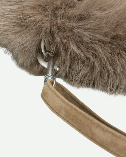 Kleine ronde tas van imitatiebont yaya otter brown