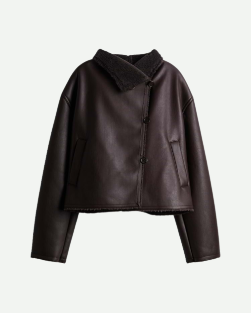 Kunstleren jas in shearling-look, losse pasvorm someday