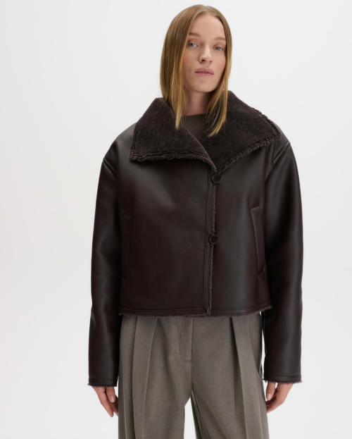 Kunstleren jas in shearling-look, losse pasvorm someday