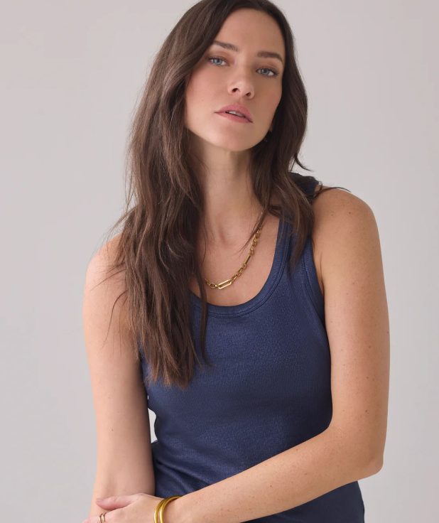 Rib Tanktop Blauw Summum midnight blue