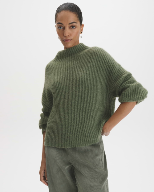 Loose-fit ribbed jumper in a wool and mohair blend