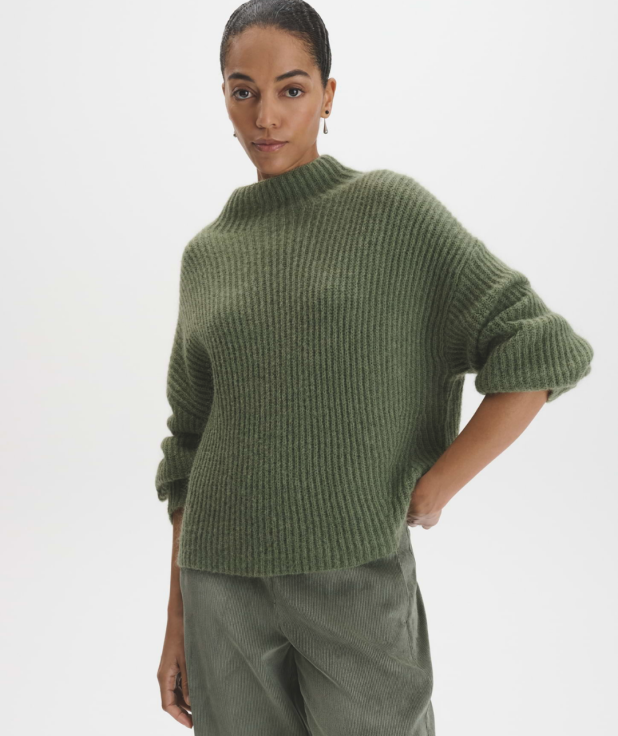 Loose-fit ribbed jumper in a wool and mohair blend