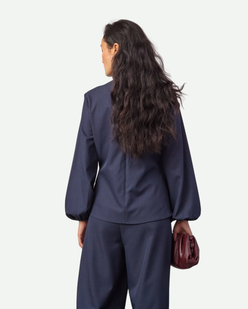 LunaCC Tie Blouse - Navy