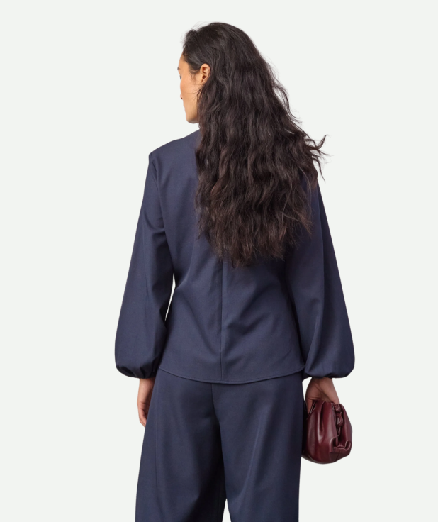 LunaCC Tie Blouse - Navy