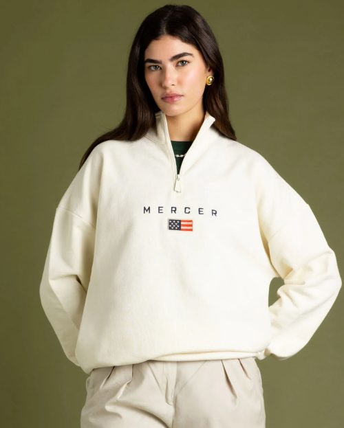 Sweater Quarter Zip Ecru Mercer off white
