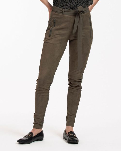 Broek Margot Suede Army Studio Anneloes groen