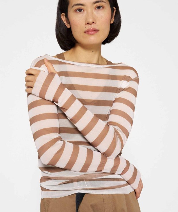 Mesh Tee Stripe Brown 10Days 1
