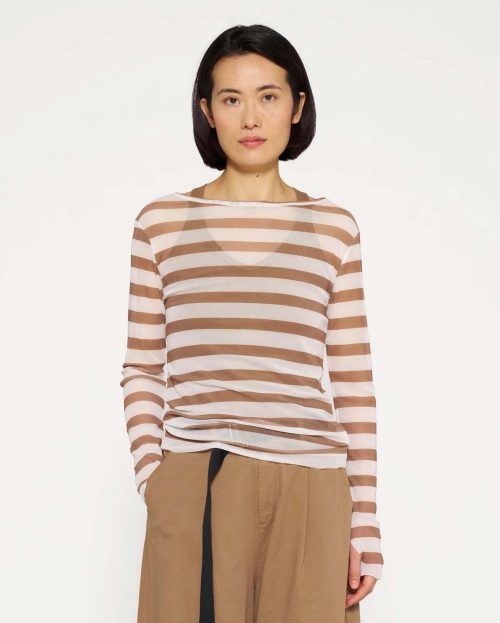 Shirt Mesh Stripe 10Days bruin