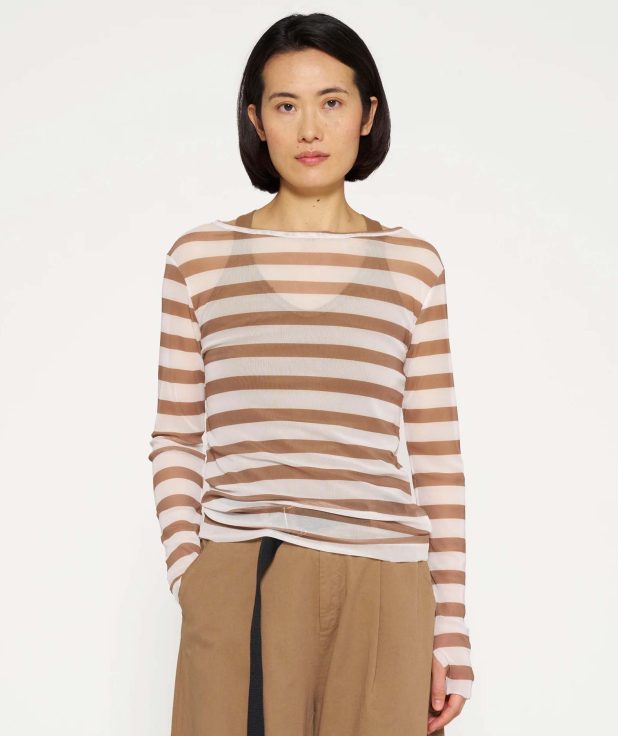 Shirt Mesh Stripe 10Days bruin