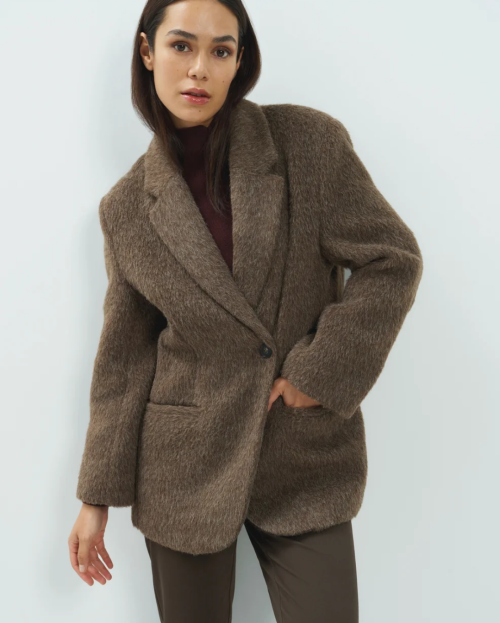 Oversized blazerjas van wolmix yaya cocoa