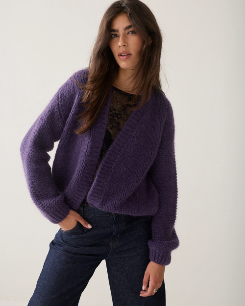 Oversized open vest summum paars
