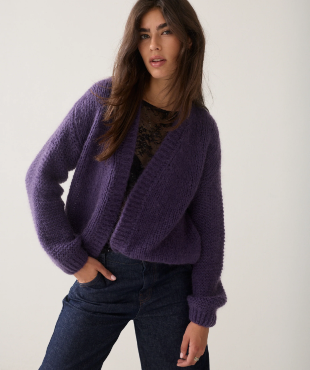Oversized open vest summum paars