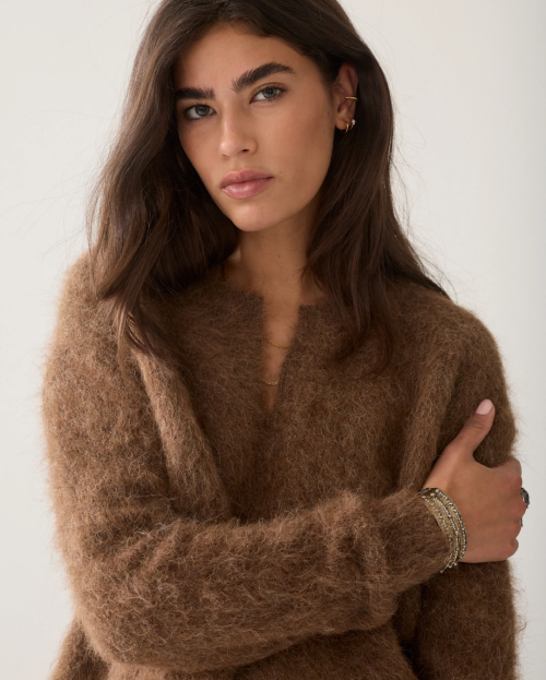 Oversized sweater brushed alpaca bruin summum