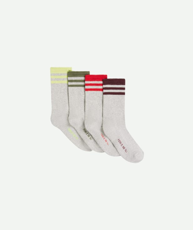 sokken 4 pack penn&ink multicolor stripes grijs