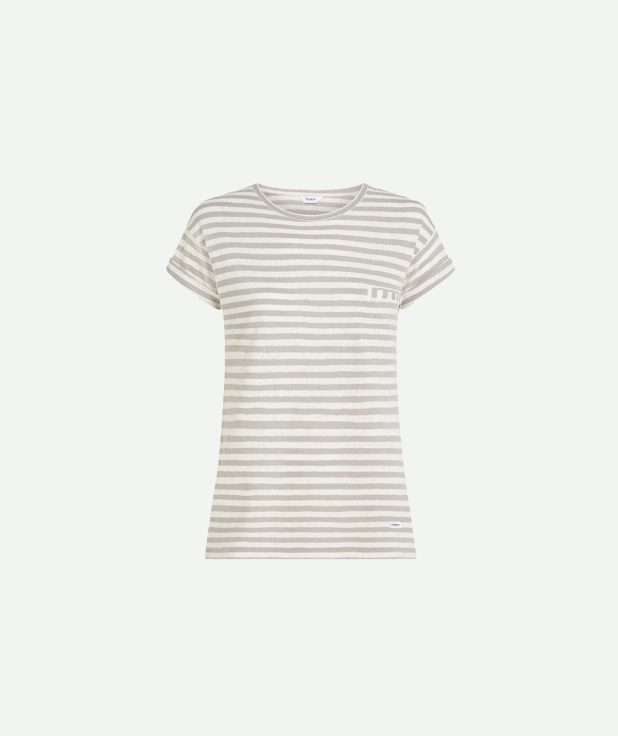 T-shirt Stripe Cool Grey Penn&Ink grijs ecru