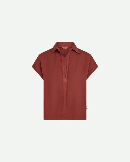 blouse burgundy rood penn&ink linnen