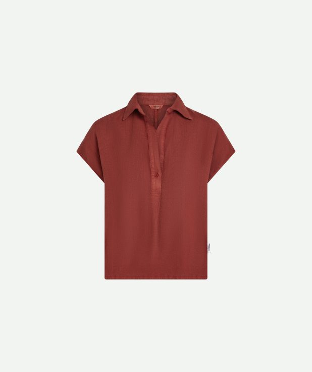 blouse burgundy rood penn&ink linnen