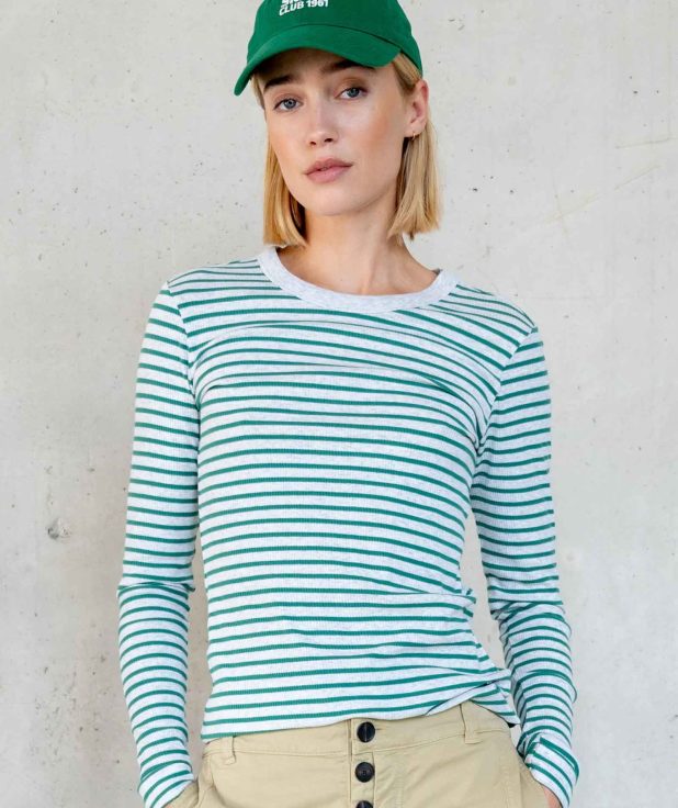 Longsleeve Green Stripe Penn&Ink grey melange