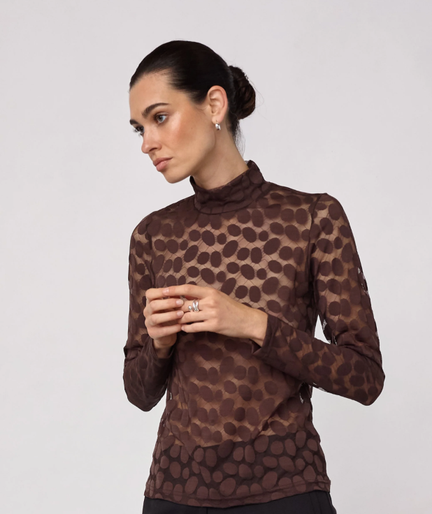 PenolaCC Turtleneck Blouse - Brown