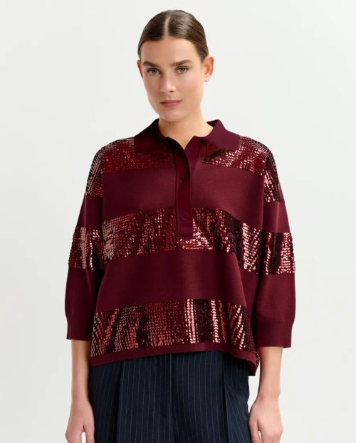 Polo Sweater Bordeaux Essentiel Antwerp rood