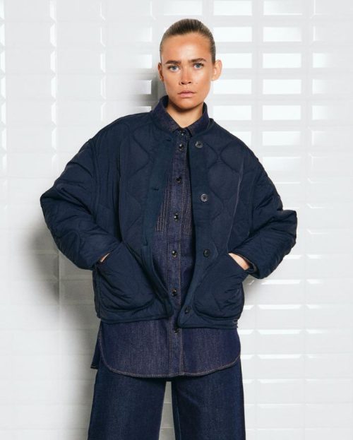 Quilted jasje donkerblauw Sandy With Black