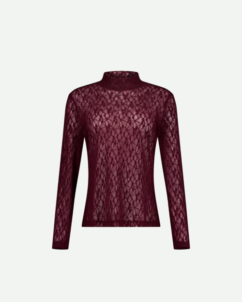 Reagan lace col top - aubergine