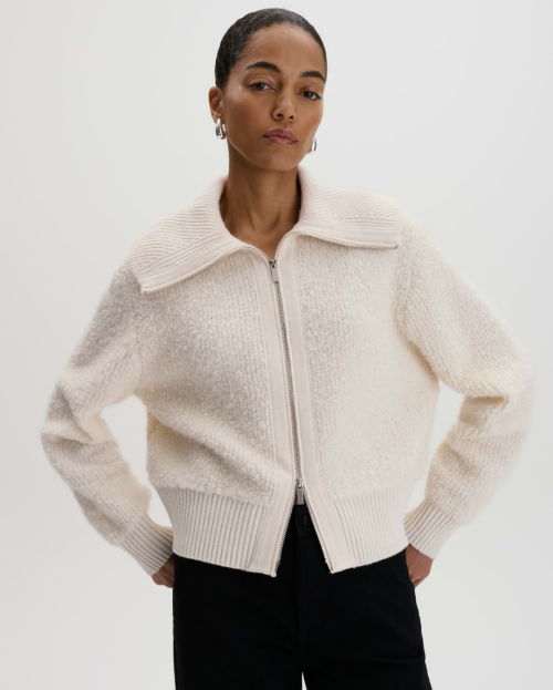 Regular-fit cardigan with zip teski beige
